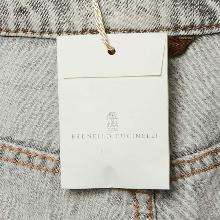 Pre Owned Brunello Cucinelli Light Grey Denim The Straight Leg Jeans S/Waist 28"