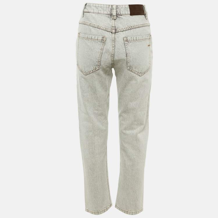 Pre Owned Brunello Cucinelli Light Grey Denim The Straight Leg Jeans S/Waist 28"