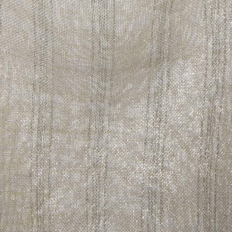Pre Owned Brunello Cucinelli Beige Lurex and Linen Fringed Poncho One Size
