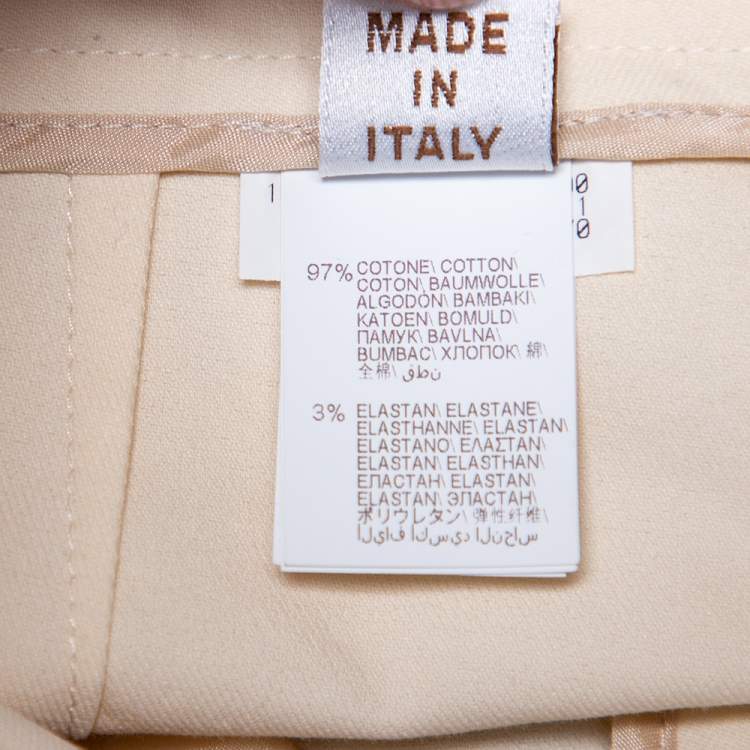 Pre Owned Brunello Cucinelli Cream Cotton Contrast Trim Tapered Leg Trousers S