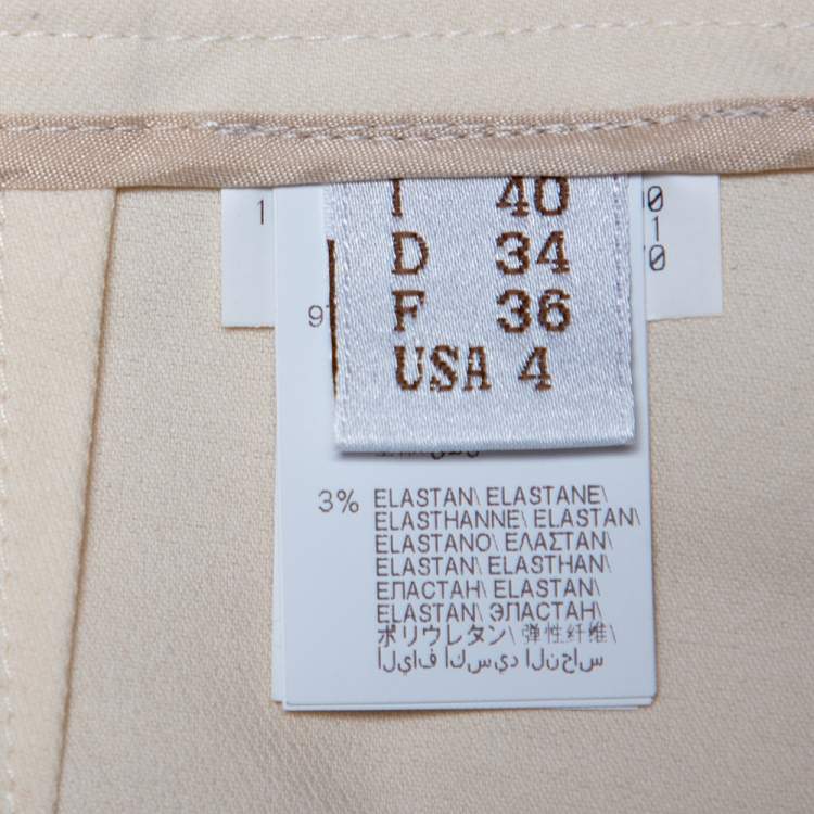 Pre Owned Brunello Cucinelli Cream Cotton Contrast Trim Tapered Leg Trousers S