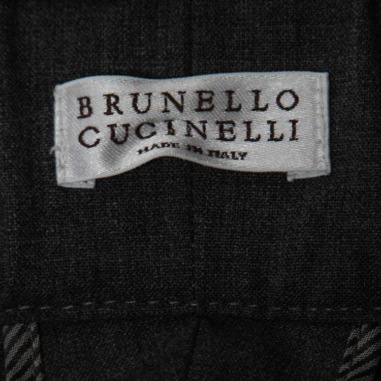 مملوكة مسبقًا Brunello Cucinelli Grey Wool Bead Trimmed Pants S