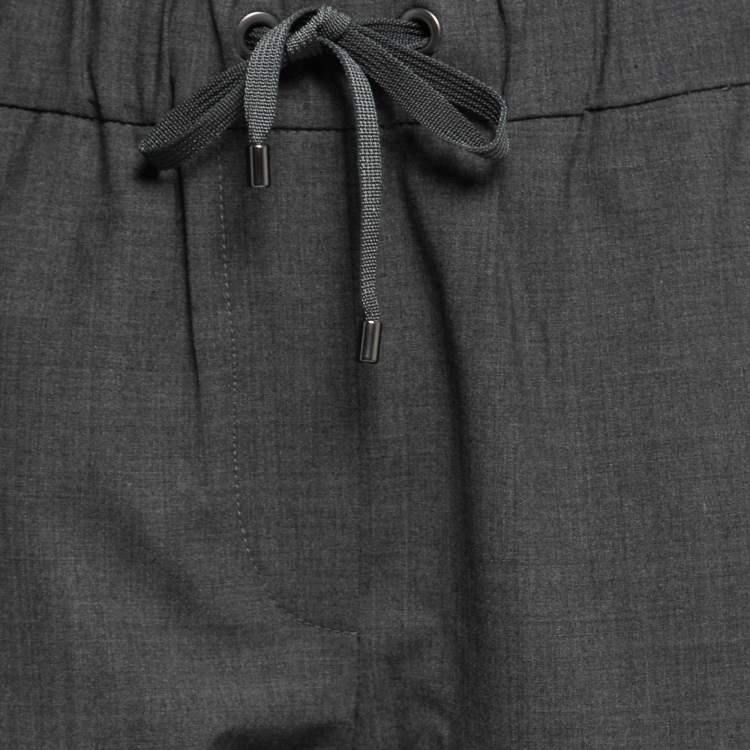 مملوكة مسبقًا Brunello Cucinelli Grey Wool Bead Trimmed Pants S