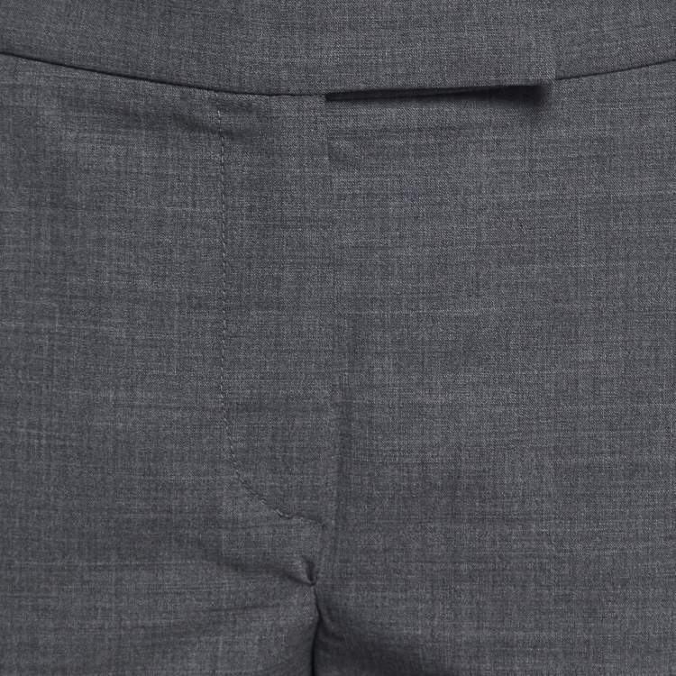Pre Owned Brunello Cucinelli Grey Wool Monili Trim Slim Fit Trousers M