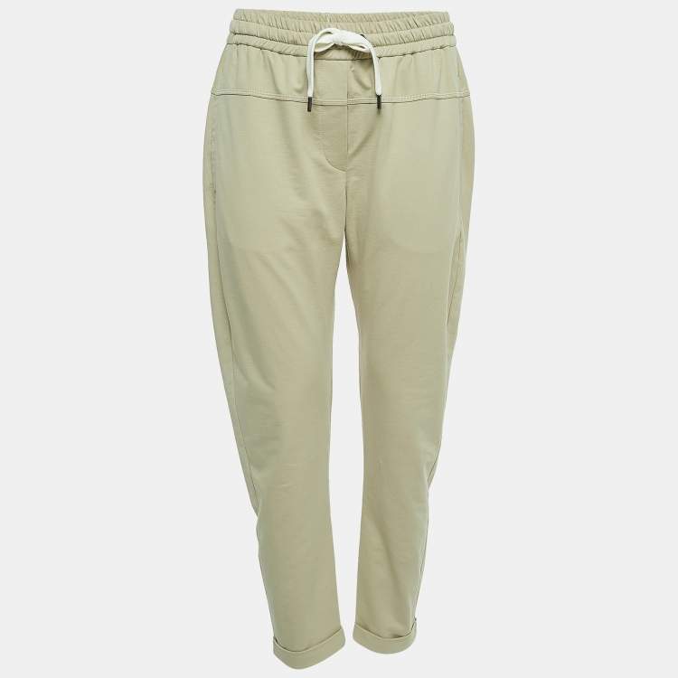 Pre Owned Brunello Cucinelli  Beige Cotton Drawstring-Waist Joggers L