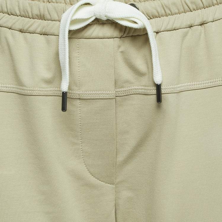 Pre Owned Brunello Cucinelli  Beige Cotton Drawstring-Waist Joggers L