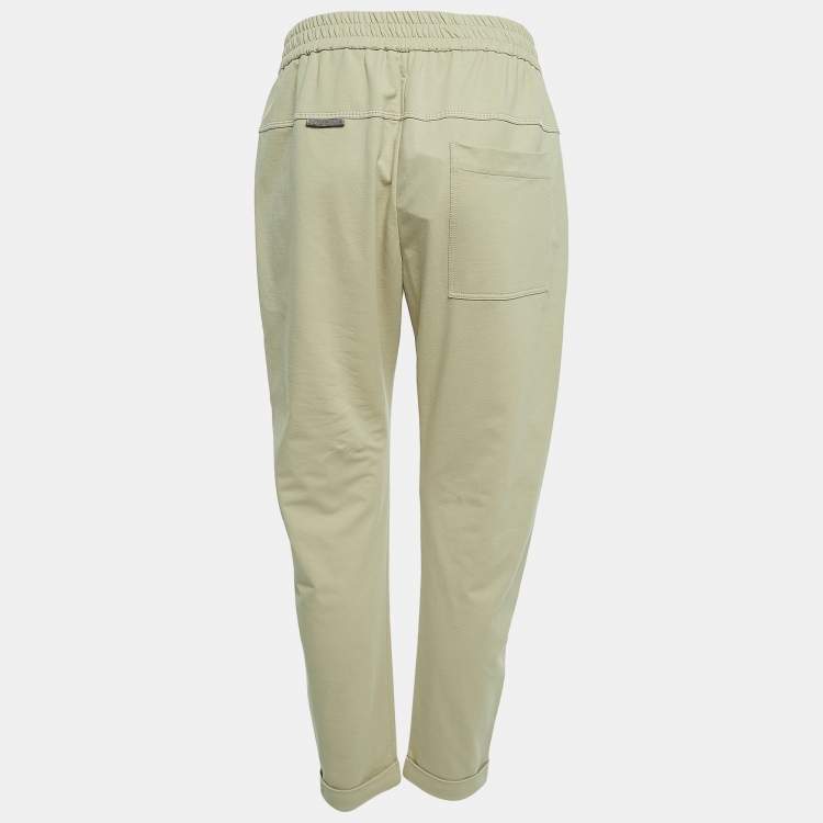 Pre Owned Brunello Cucinelli  Beige Cotton Drawstring-Waist Joggers L