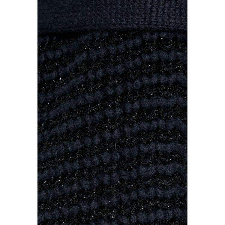 Pre Owned Brunello Cucinelli Blue Lurex Wool Blend Knit Belted Cardigan M