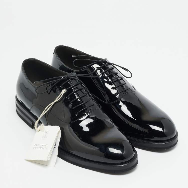 Pre Owned Brunello Cucinelli Size 43 Black Patent Leather Oxfords