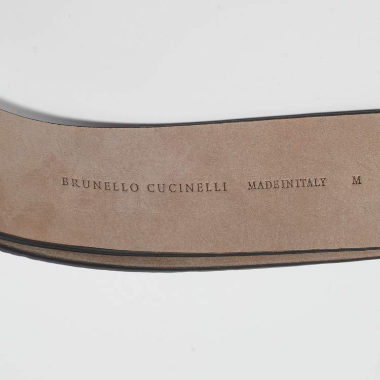 Pre Owned Brunello Cucinelli Black Lizard Embossed Leather Waist Belt M
