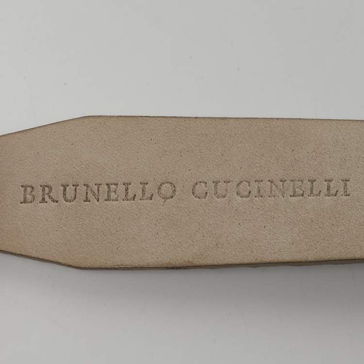 Pre Owned Brunello Cucinelli Light Grey Snakeskin Buckle Belt L
