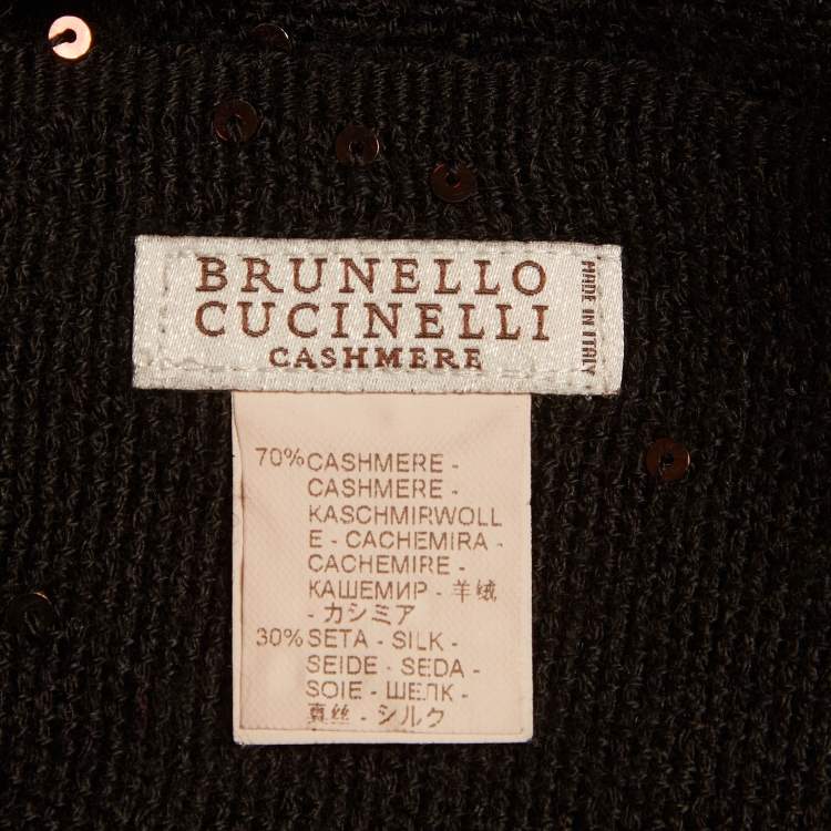 Pre Owned Brunello Cucinelli Black Sequined Cashmere & Silk Diamond Yarn Scarf