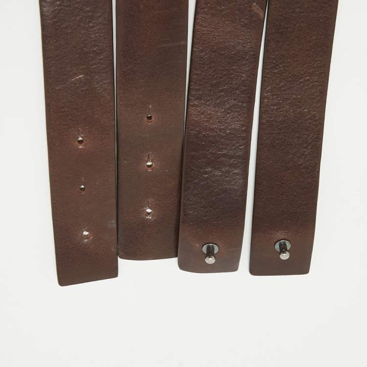 Pre Owned Brunello Cucinelli Dark Brown Leather Double Wrap Waist Belt M