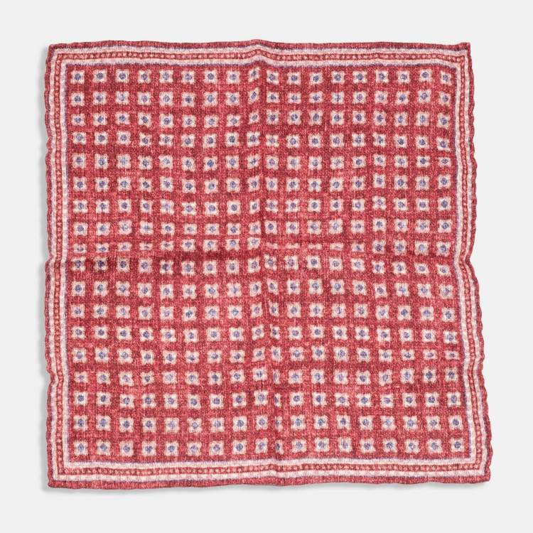 アクセサリーその他 BRUNELLO CUCINELLI RED COTTON SCARVES Brunello Cucinelli Red Printed Linen Blend Handkerchief