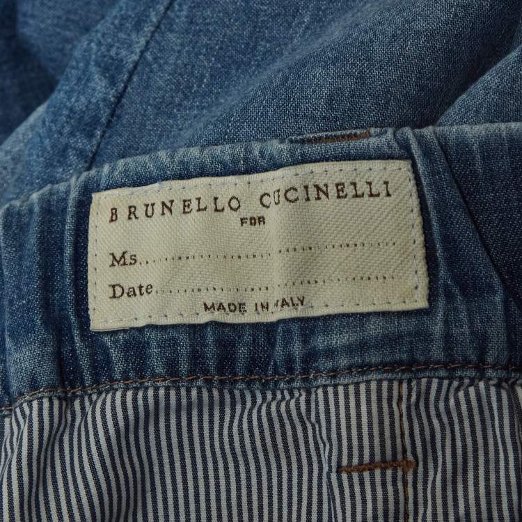 Pre Owned Brunello Cucinelli Blue Denim Elasticated Jeans S Waist 30"