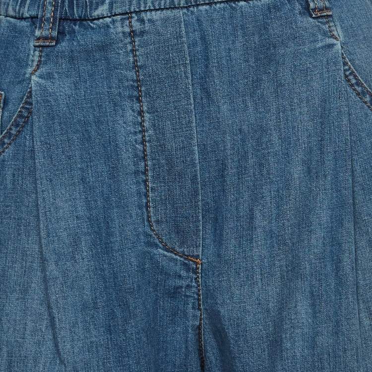 Pre Owned Brunello Cucinelli Blue Denim Elasticated Jeans S Waist 30"