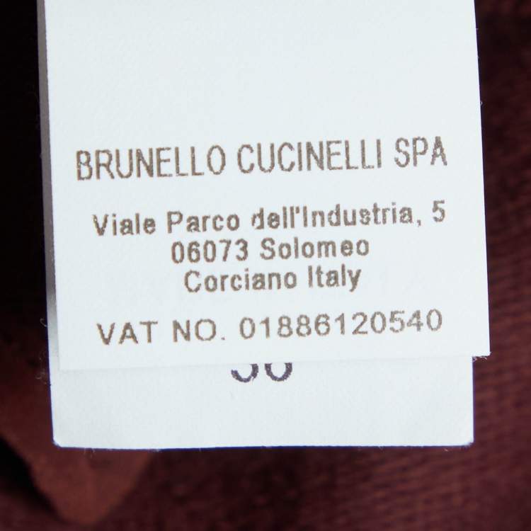 Pre Owned Brunello Cucinelli Burgundy Cotton Knit Pants XS