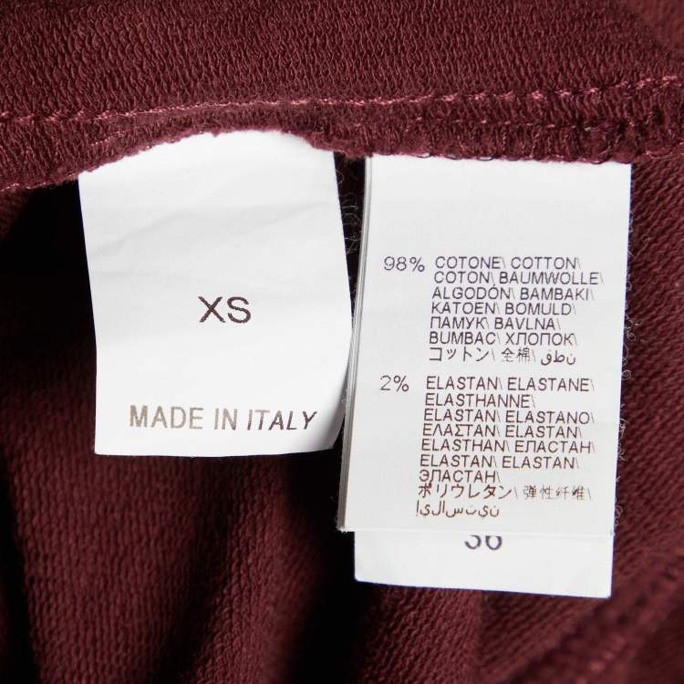 Pre Owned Brunello Cucinelli Burgundy Cotton Knit Pants XS