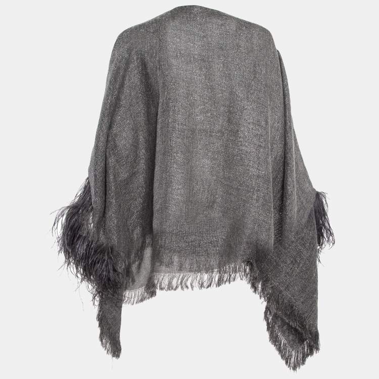 Pre Owned Brunello Cucinelli  Metallic Lurex & Linen Blend Kaftan Top (ONE SIZE)