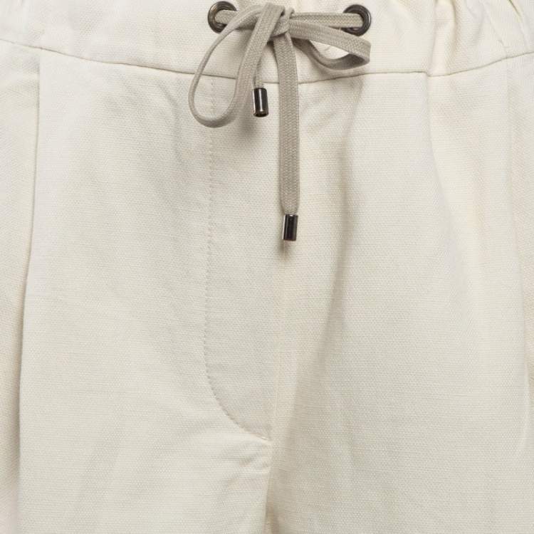 Pre Owned Brunello Cucinelli Beige Cotton Side Detail Shorts M