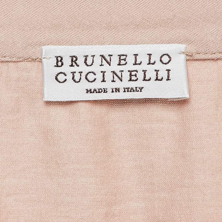 Pre Owned Brunello Cucinelli Nude Pink Cotton Faux Pocket Detail T-Shirt S