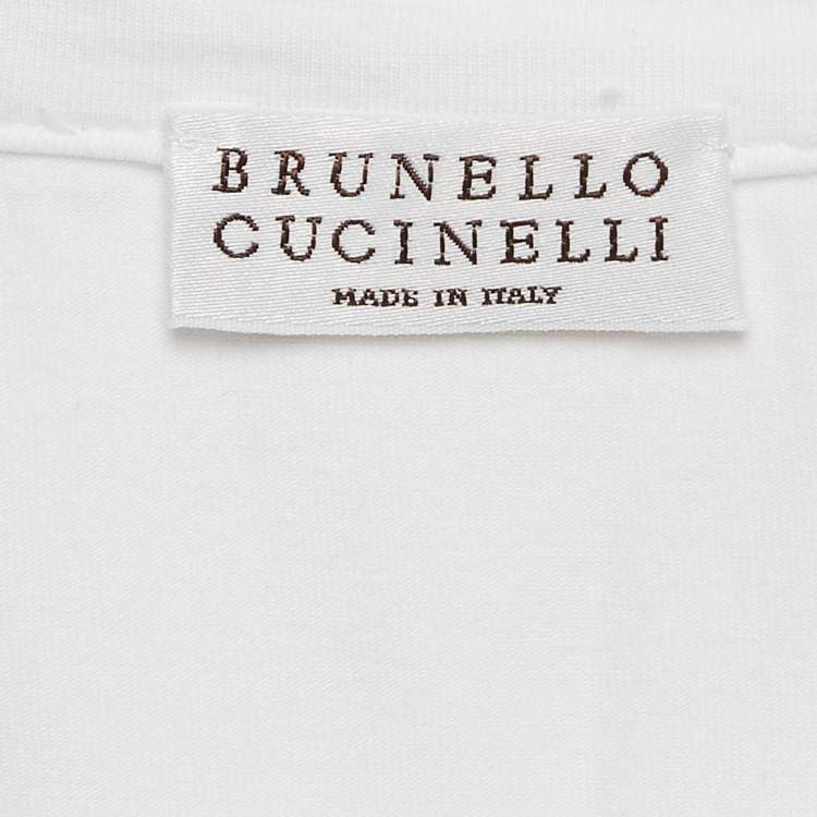 Pre Owned Brunello Cucinelli White Cotton Slim Fit Crew Neck T-Shirt L