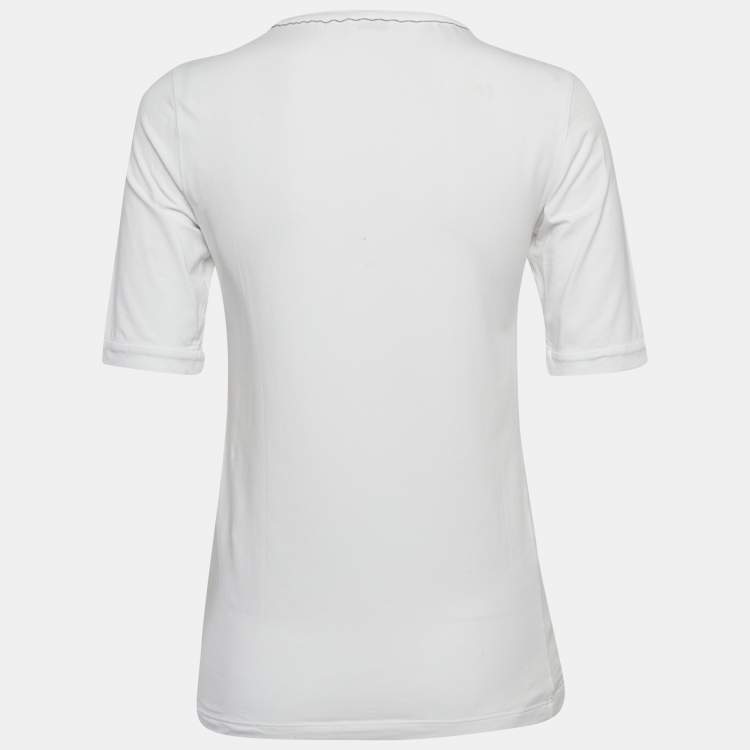 Pre Owned Brunello Cucinelli White Cotton Slim Fit Crew Neck T-Shirt L