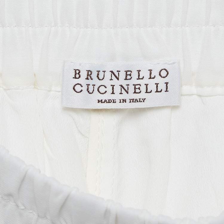 Pre Owned Brunello Cucinelli White Cotton Side Embellished Shorts S