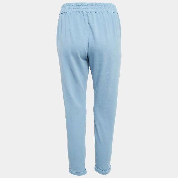 Pre Owned Brunello Cucinelli Blue Cotton Drawstring Sweatpants S