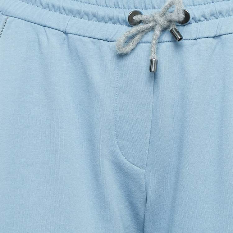 Pre Owned Brunello Cucinelli Blue Cotton Drawstring Sweatpants S