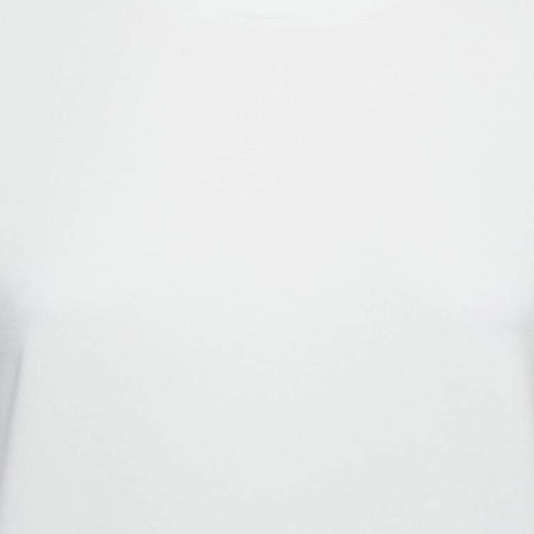 Pre Owned Brunello Cucinelli White Cotton Embellished Neck Top S