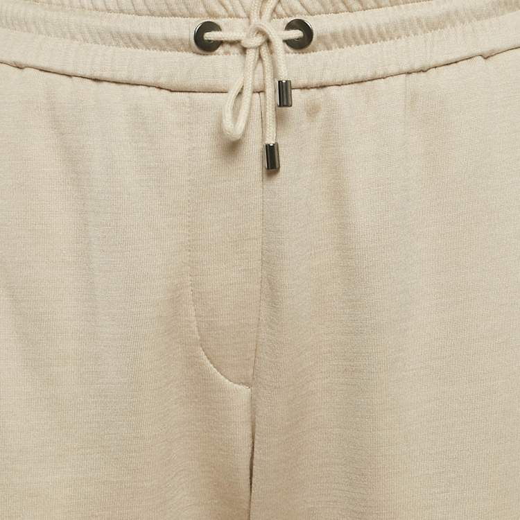 Pre Owned Brunello Cucinelli Beige Jersey Embellished Pocket Sweatpants L