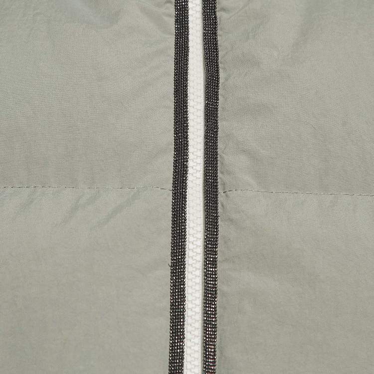 Pre Owned Brunello Cucinelli Green Synthetic Zip-Up Quilted Down Vest S