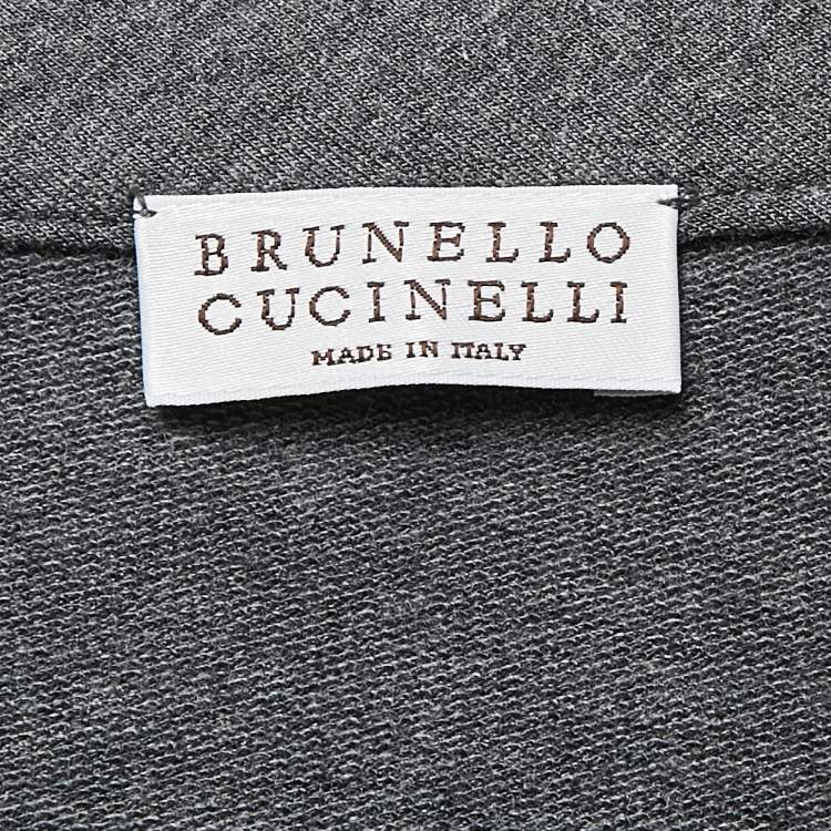Pre Owned Brunello Cucinelli Grey Logo Embroidered Cotton Sleeveless Short Dress XXL
