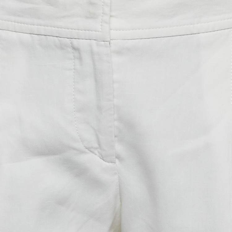 Pre Owned Brunello Cucinelli White Linen Blend Tapered Trousers S