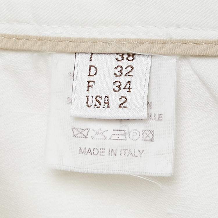 Pre Owned Brunello Cucinelli White Linen Blend Tapered Trousers S