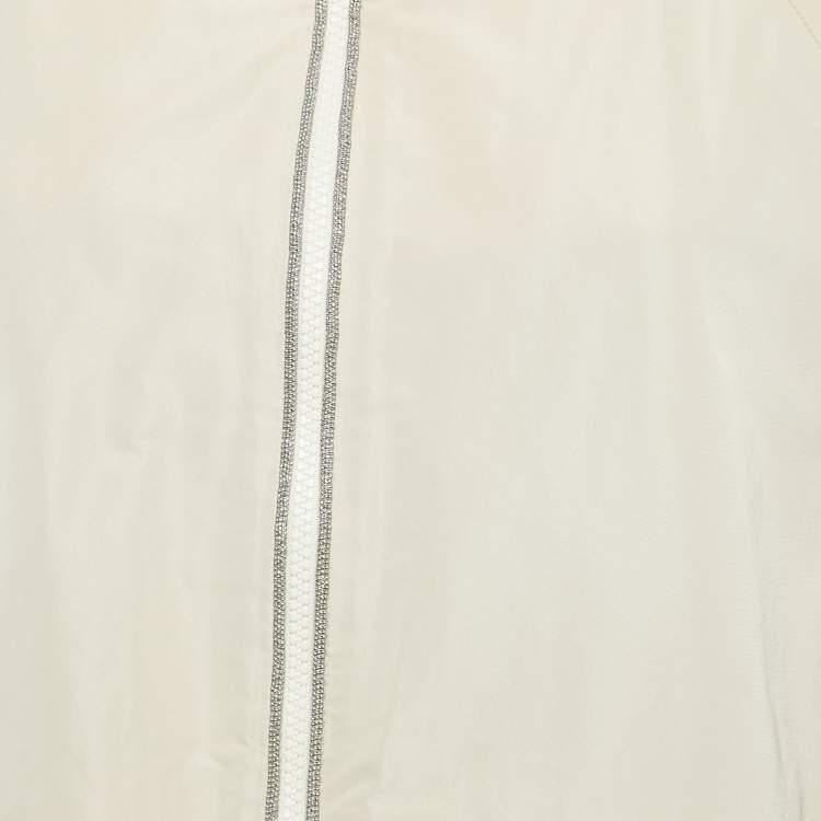 Pre Owned Brunello Cucinelli Beige Monili Synthetic Taffeta Swing Jacket M