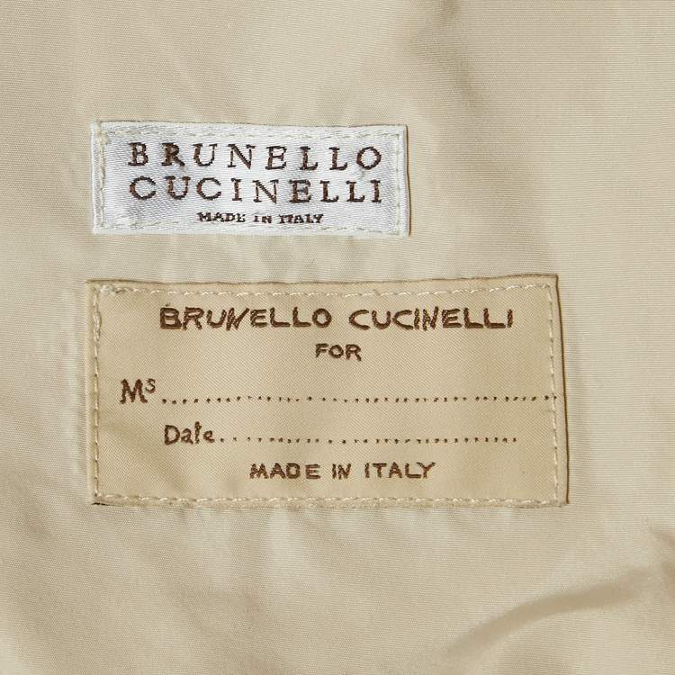 Pre Owned Brunello Cucinelli Beige Monili Synthetic Taffeta Swing Jacket M
