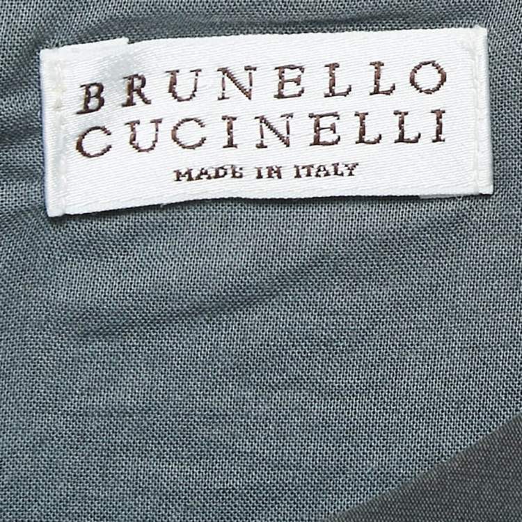 Pre Owned Brunello Cucinelli Grey Cotton Blend Drawstring Tiered Midi Dress M