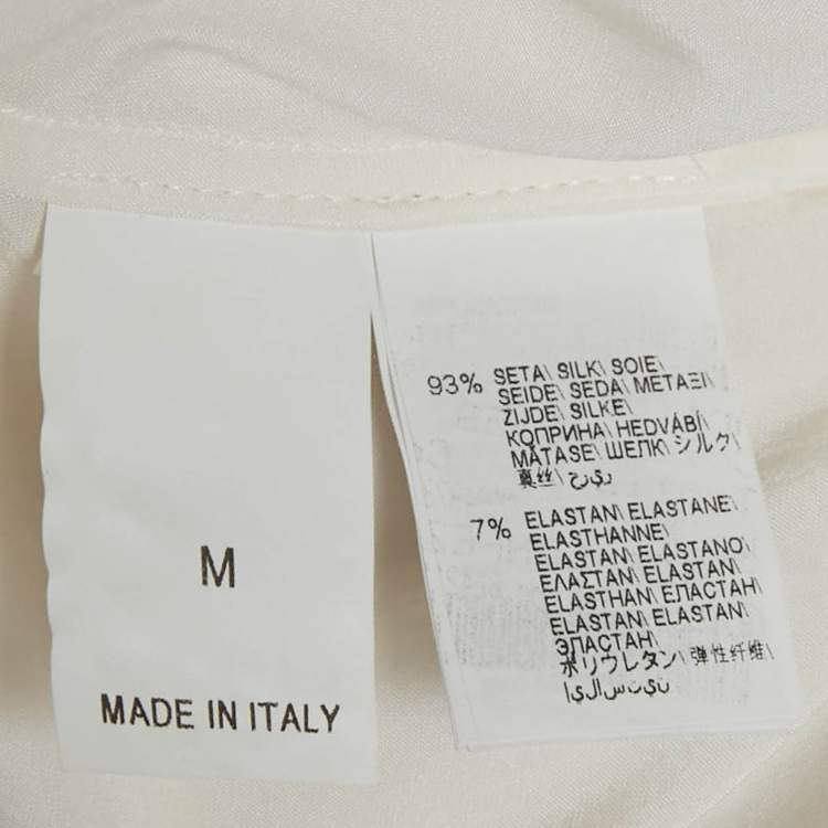 Pre Owned Brunello Cucinelli White Monili Neck Detail Silk Sleeveless Top M