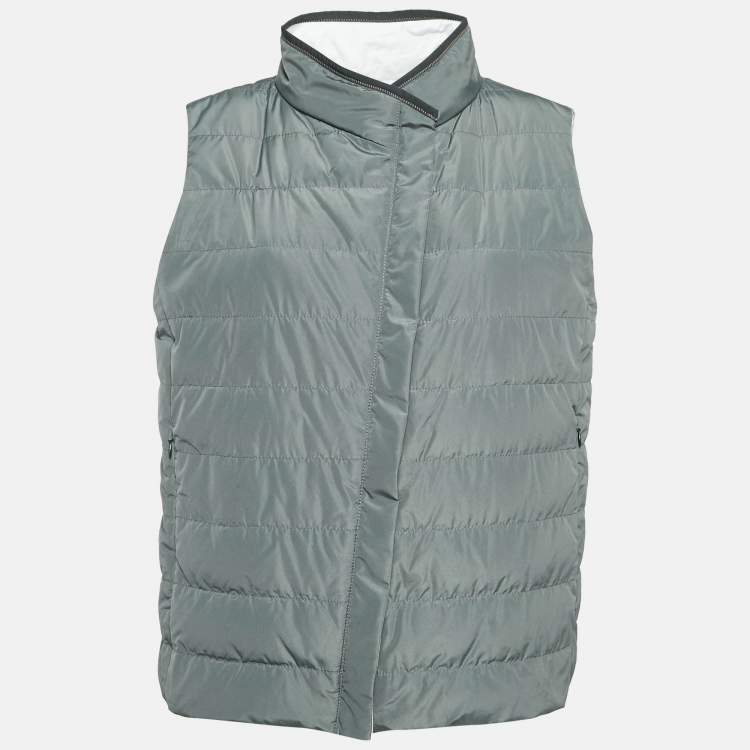Pre Owned Brunello Cucinelli Grey Synthetic Puffer Down Vest L