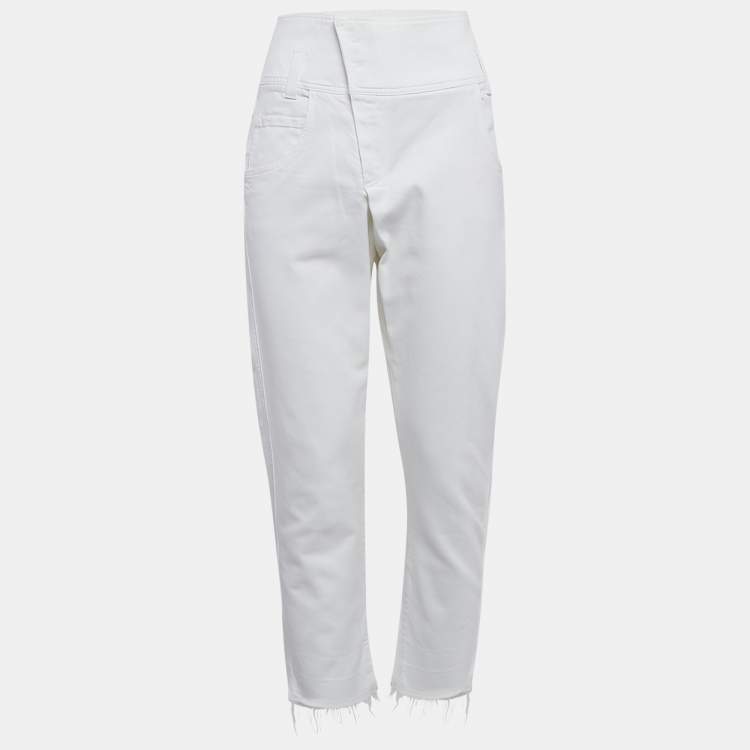 Pre Owned Brunello Cucinelli White Denim Raw Edge Detail Jeans S Waist  31"
