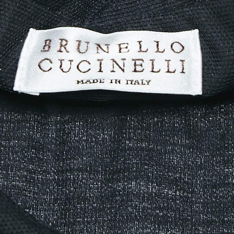 Pre Owned Brunello Cucinelli Black Tulle Waist Tie-Up Detail Midi Dress L