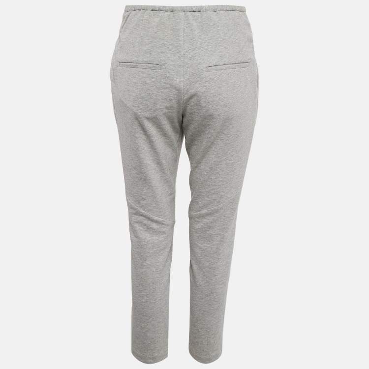 Pre Owned Brunello Cucinelli Grey Cotton Knit Monili Bead Detail Joggers S