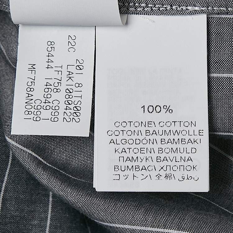 Pre Owned Brunello Cucinelli Grey Stripe Cotton Button Front Midi Dress L