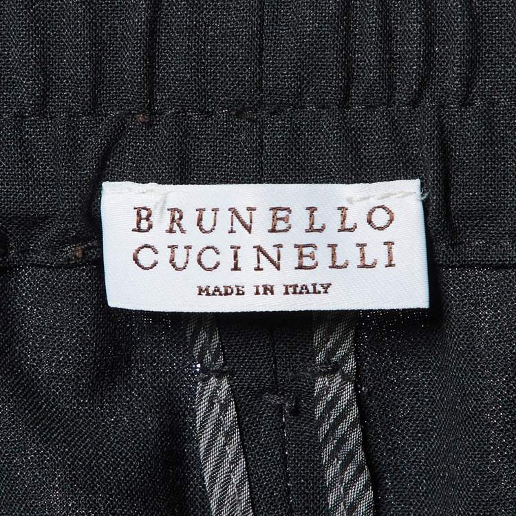 Pre Owned Brunello Cucinelli Black Wool Monili Detail Waist Trousers XL