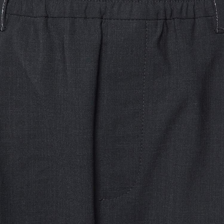 Pre Owned Brunello Cucinelli Black Wool Monili Detail Waist Trousers XL