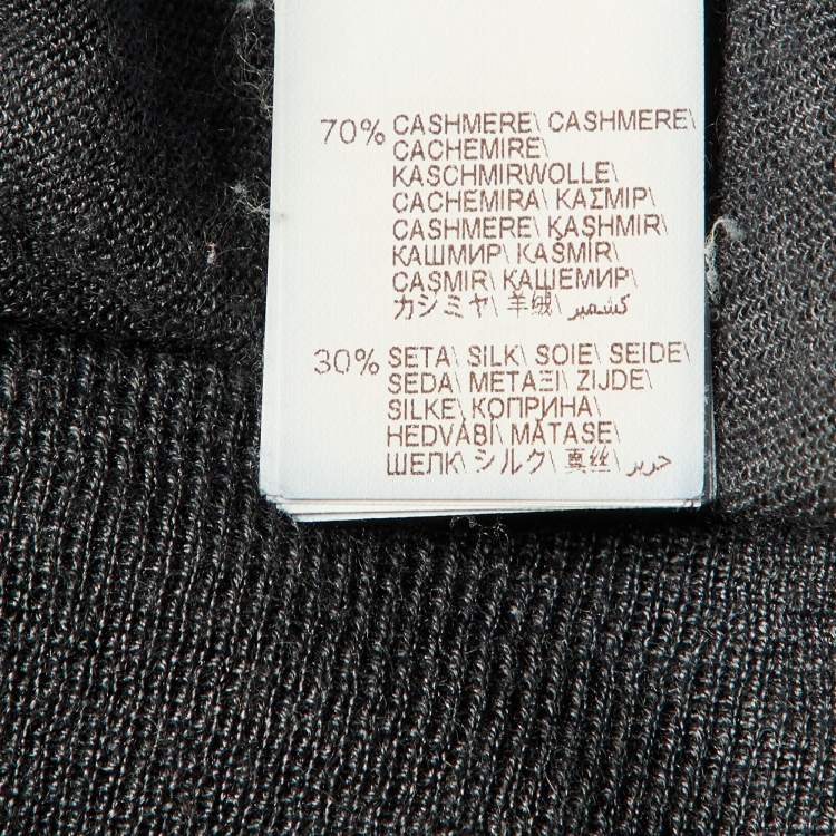 Pre Owned Brunello Cucinelli Grey Cashmere Monili Detail Off Shoulder Sweatshirt XXL