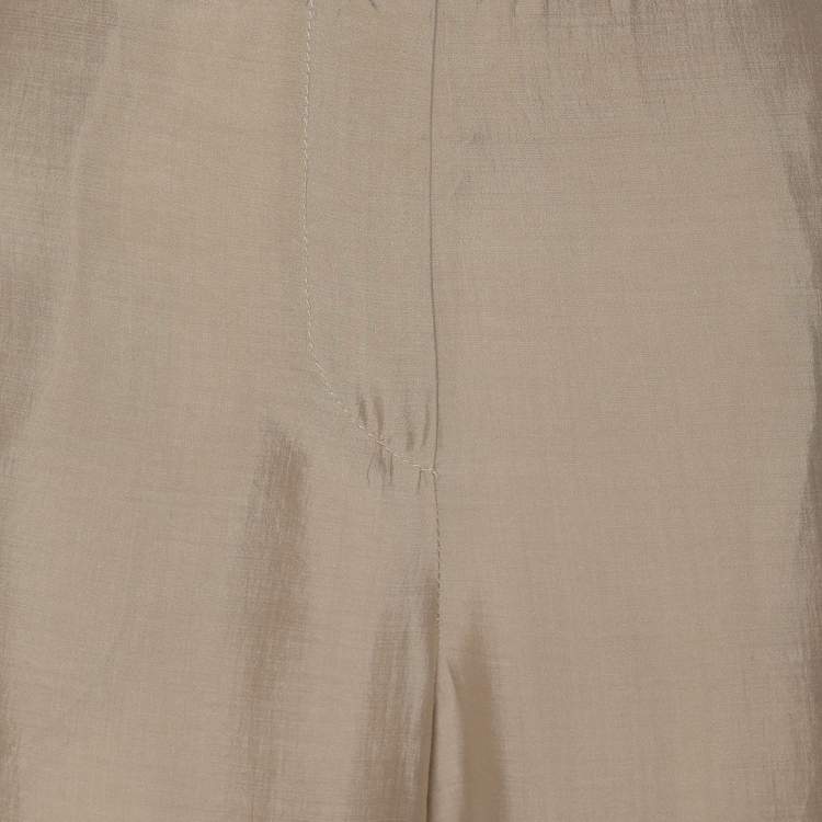 Pre Owned Brunello Cucinelli Beige Silk Wide Leg Trouser M