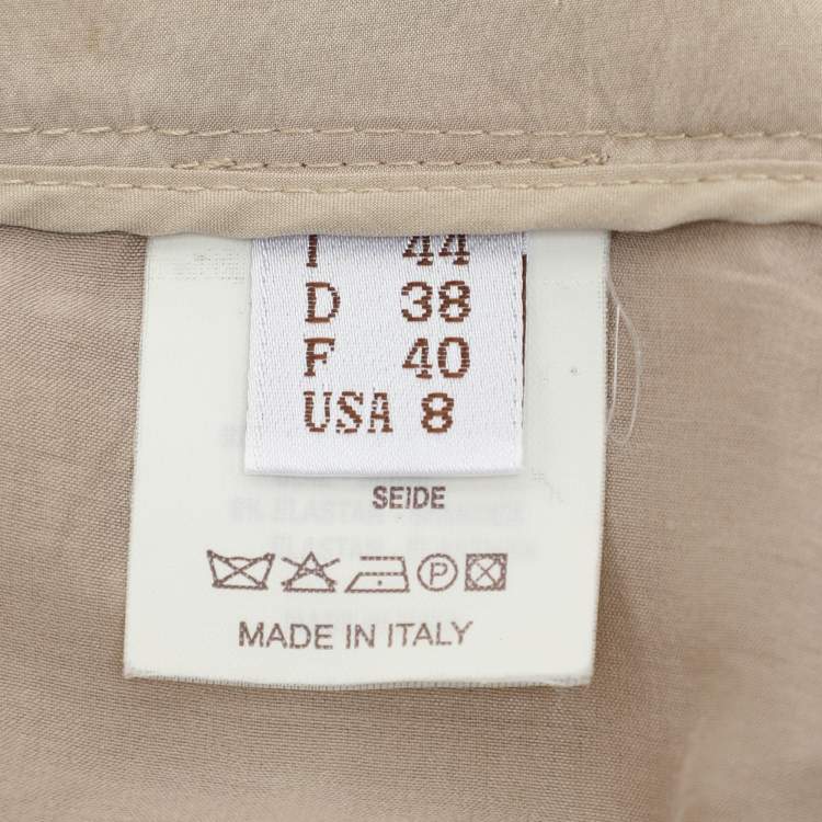 Pre Owned Brunello Cucinelli Beige Silk Wide Leg Trouser M